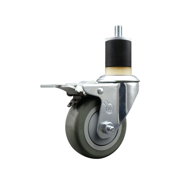 3.5'' Gray Poly Swivel 1-7/8'' Expanding Stem Caster Total Lock Brake
